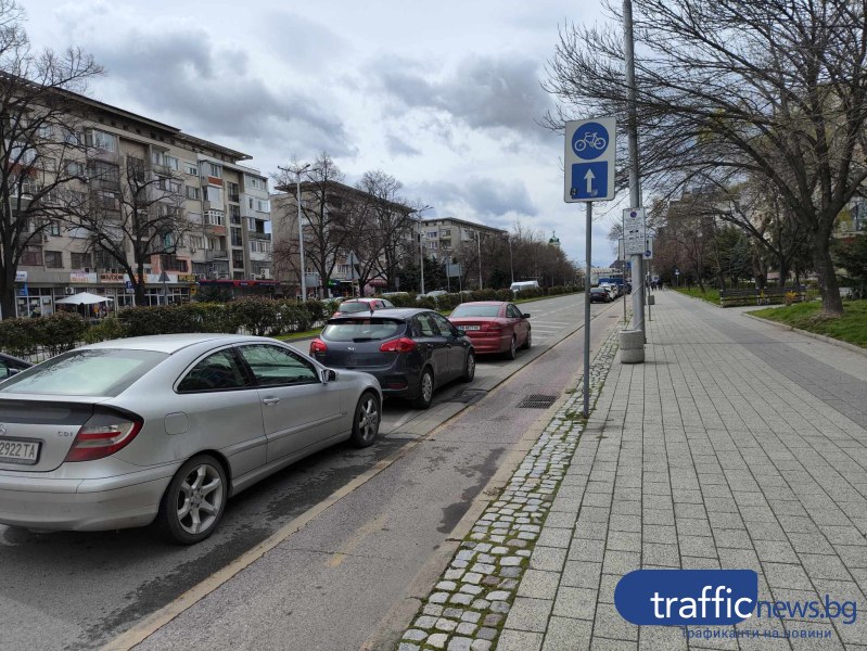 На метри от Синя зона: Шофьори си направиха безплатен паркинг на пловдивски булевард
