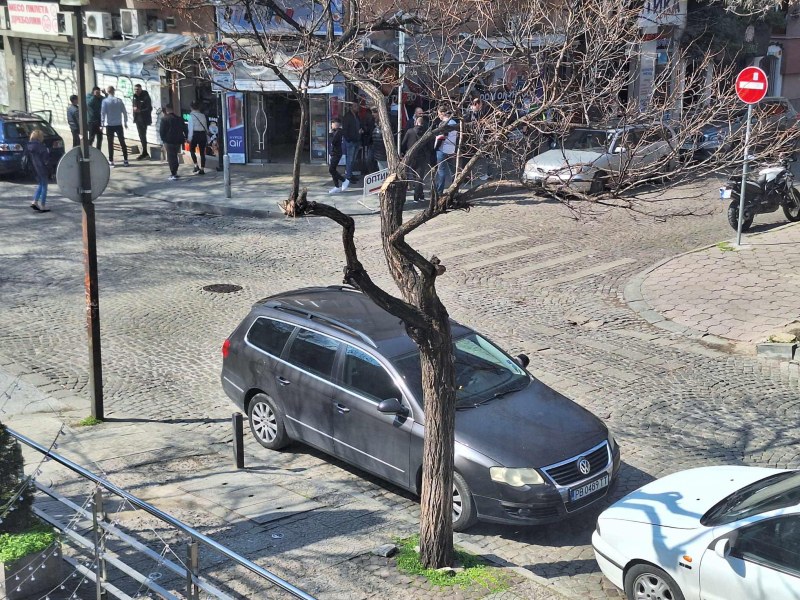 3 в 1: Автомобил паркира в забранена улица, на кръстовище и върху пешеходна пътека