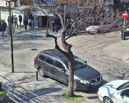 3 в 1: Автомобил паркира в забранена улица, на кръстовище и върху пешеходна пътека