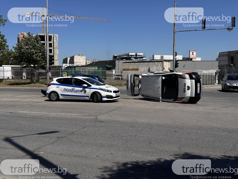 Катастрофа до SPS в Пловдив, кола се е преобърнала