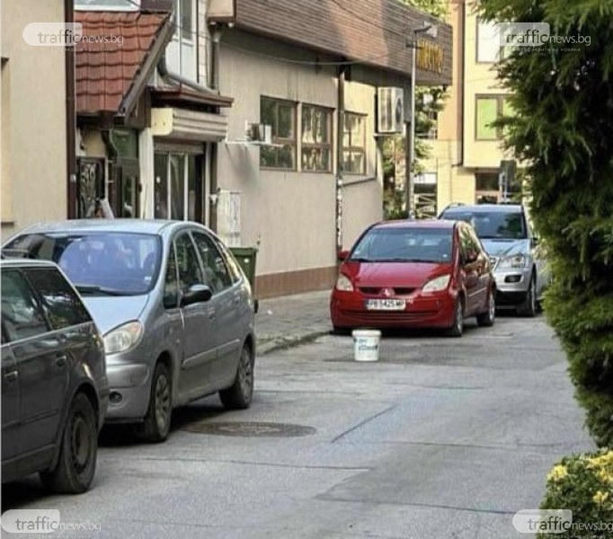 Пловдивчани си мислят, че улица е тяхна, резервират паркомясто с кофа