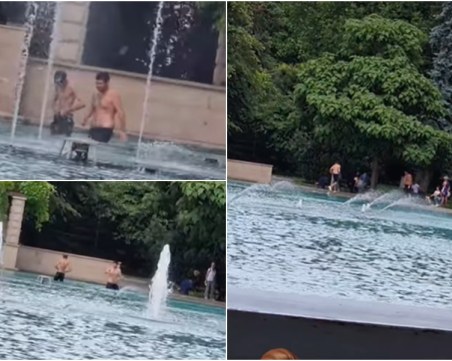 Младежи се изкъпаха в Пеещите фонтани на Пловдив