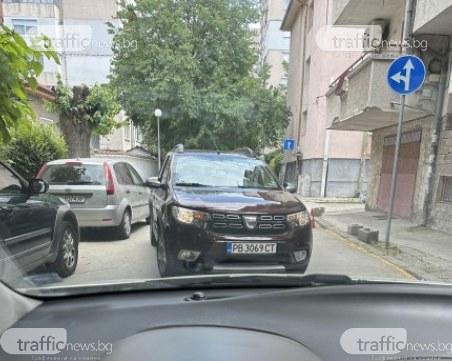 За жените в Пловдив няма правила! Дама влезе в насрещното и блокира улица, за да изчака приятелка