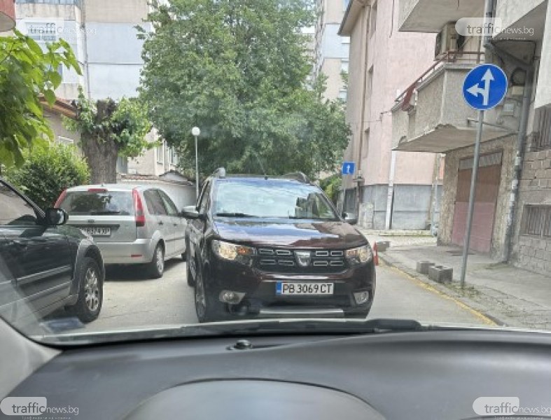 За жените в Пловдив няма правила! Дама влезе в насрещното и блокира улица, за да изчака приятелка
