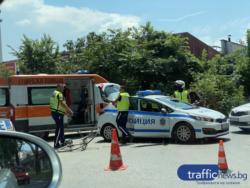 Велосипедист пострада тежко в катастрофа на оживено кръстовище в Пловдив