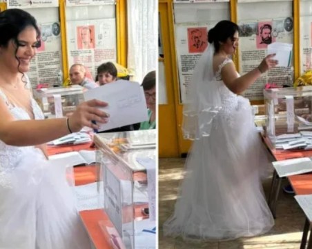 Вотът по-важен от сватбата: Булка се появи в избирателна секция преди да иде до ритуалната зала