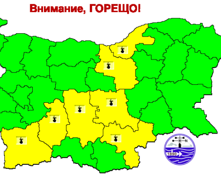 Обявиха жълт код за жега в 7 области утре