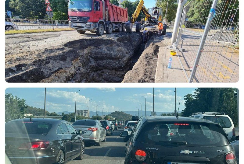 Ремонтните дейности по бул. „Васил Априлов” са в действие, коли пъплят едва-едва по моста