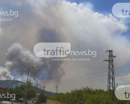 Пожарът в Пловдивско се разраства, обявиха бедствено положение в община Карлово