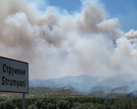 Продължава борбата в огъня в Струмяни, жива сила и четири самолета гасят стихията
