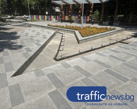 Парк в центъра на Пловдив по проект за над 1 млн. лева е без работещ фонтан и поливна система