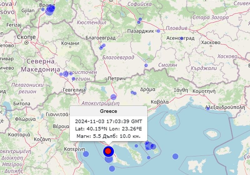 Няма щети и пострадали хора след серията от трусове в Гърция