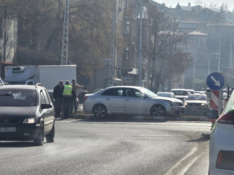 Ауди кацна върху кръговото на Водната палата