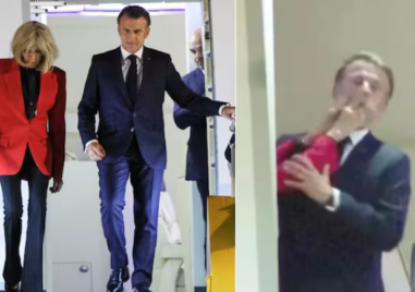 Френският президент Еманюел Макрон и съпругата му Брижит бяха заснети в неделя