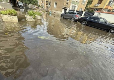 Улици в Пазарджик се наводниха след 10-минутен обилен дъжд, дърво падна в двор на училище