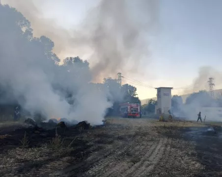 Голям пожар изгори близо 100 дка сухи треви край Каравелово, вдигна по тревога три екипа огнеборци