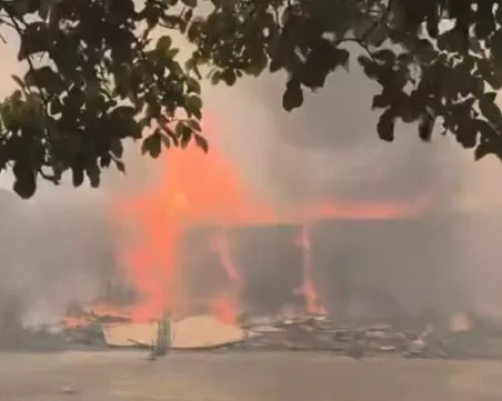 Голям пожар избухна край Пазарджик, тръгнал от жилищен блок и се пренесъл върху сухи треви ОБНОВЕНА