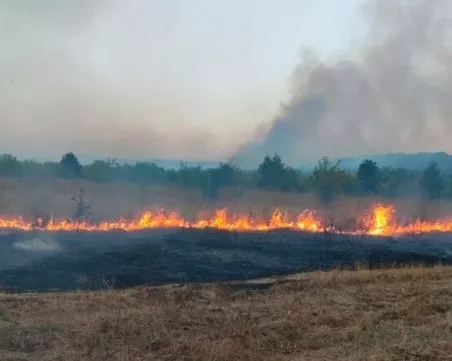 Овладяват пожара в Сакар до часове, 10 екипа огнеборци са на терен