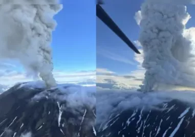 Вулканът Крашенинников в източната част на Русия – полуостров Камчатка