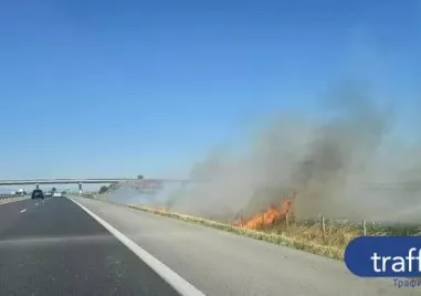 Пожарът в Сакар днес напусна планината и стигна до АМ