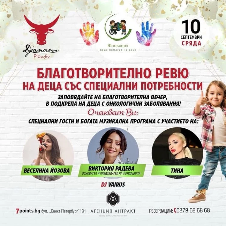Фондация „Деца помагат на деца” организира благотворителна вечер в Пловдив