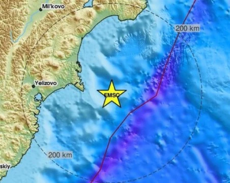 Поредното силно земетресение близо до бреговете Камчатка