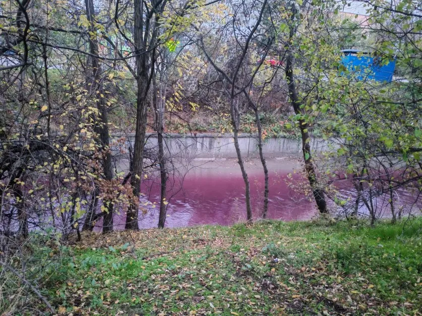 Реката в столичния квартал „Слатина промени цвета си СНИМКИ