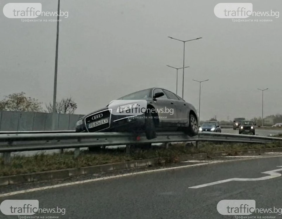 Зрелищна катастрофа на пътя Пловдив–Асеновград: Ауди 