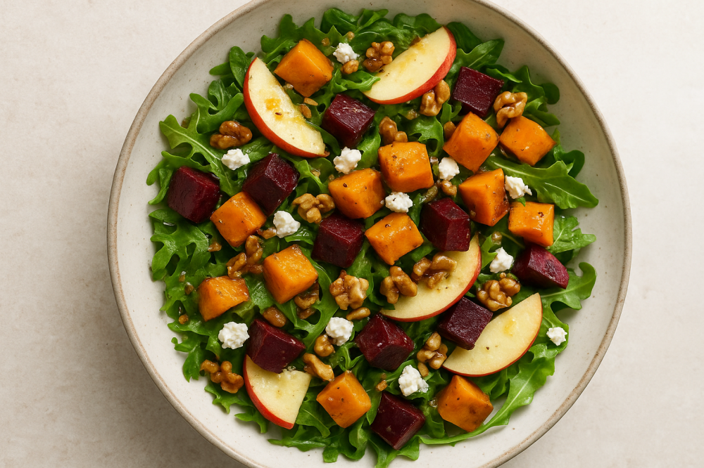 Свежа есенна салата със сезонни зеленчуци