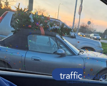 Коледна еуфория на пътя: Пловдивчанин украси колата си с... празнична елха на тавана