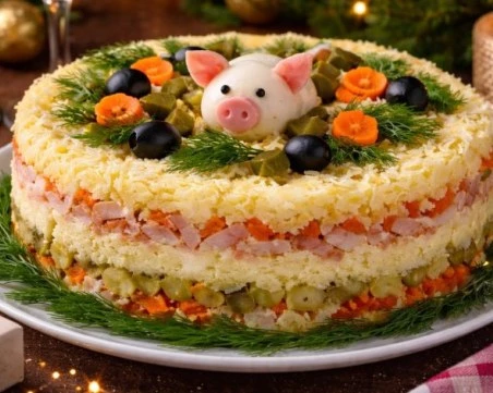 Рецепта за вкусна и красива солена торта за Нова година