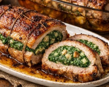 Рецепта за пълнени свински гърди със спанак