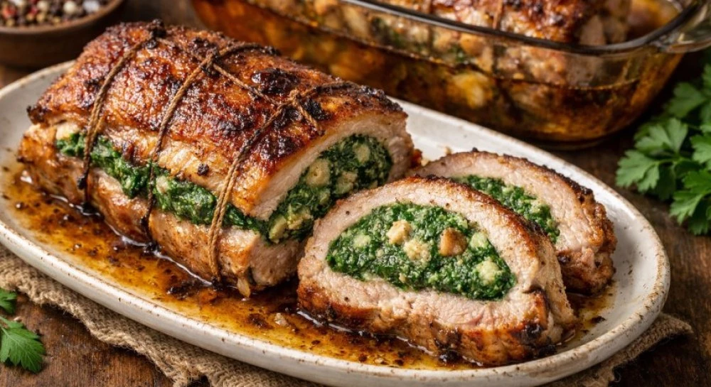 Рецепта за пълнени свински гърди със спанак