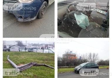 Две коли са с потрошени предници и разрязани гуми след