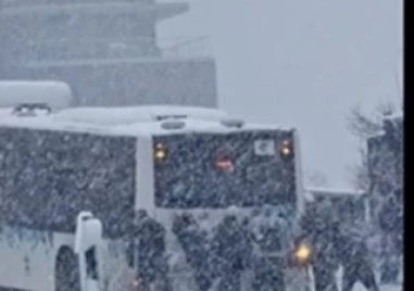 Пътници бутаха закъсал автобус тази сутрин в София след като