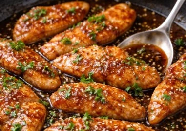 Рецепта за пилешко филе с мед и чесън на тиган