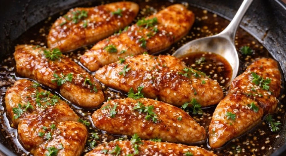 Рецепта за пилешко филе с мед и чесън на тиган