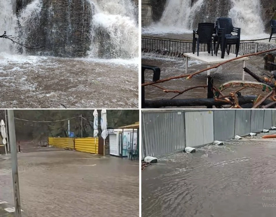 Водопадът в Бачково заля ресторанта и главния път, активираха се 10 свлачища ВИДЕО