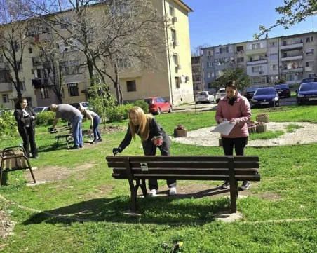 Засадиха дръвчета и облагодориха междублоково пространство в район 