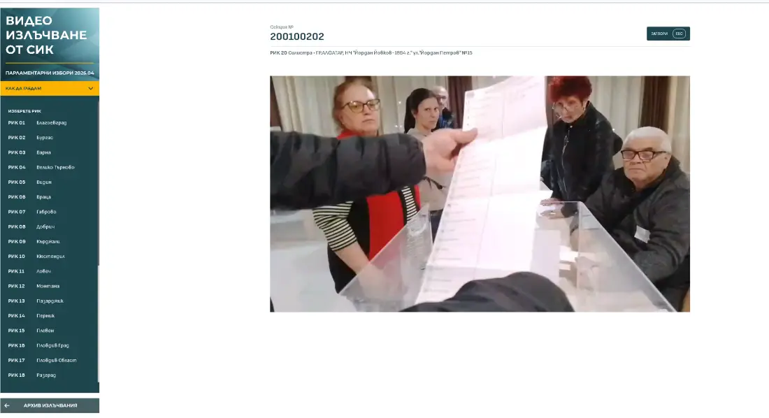 Точно в 20.00 часа се включи видеонаблюдението в 682 секции от общо 11 653