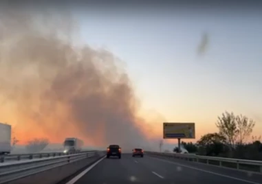 Пожар до АМ Тракия” затруднява движението по магистралата