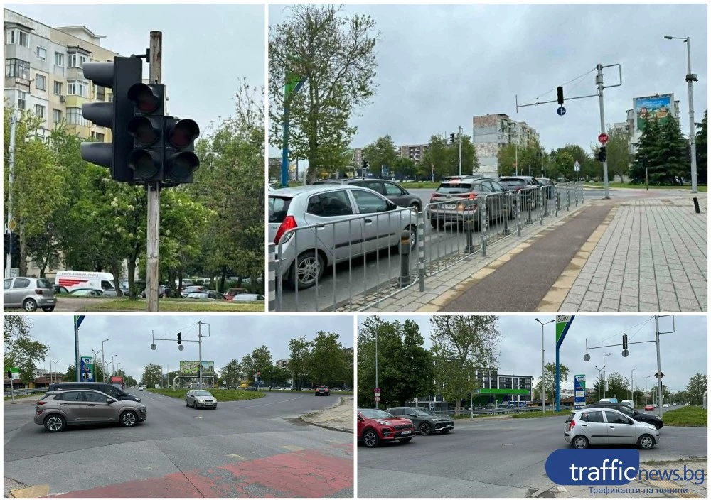 Транспортен хаос на кръстовище в Пловдив: светофари не работят, полицията бездейства ВИДЕО