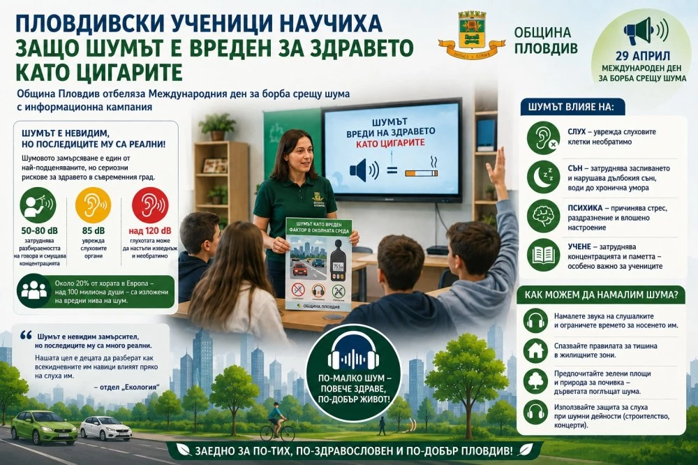 Пловдивски ученици научиха защо шумът е вреден за здравето като цигарите