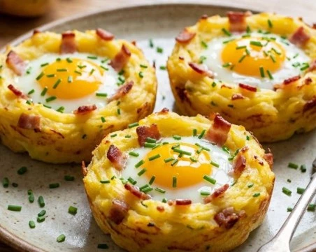 Картофени гнезда с яйца – вкусна и ефектна рецепта, която впечатлява още с вида си