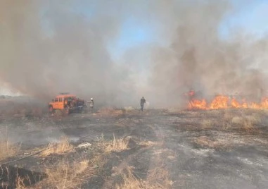 Пожар в района на село Белозем временно спря движението на