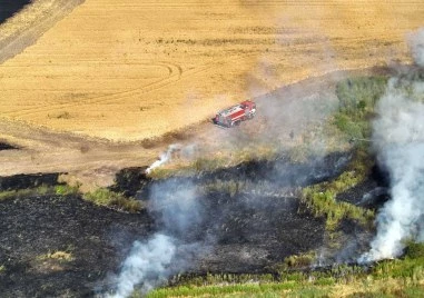 Пожар изпепели стотици декари ожънати площи край Белозем