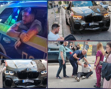 Луксозно BMW помете кола в центъра на София, шофьорът в шокиращо състояние след удара СНИМКИ