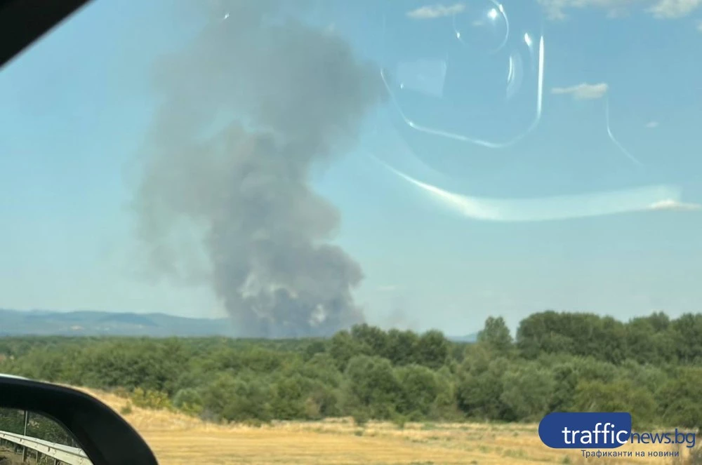 Голям пожар застрашава гориста местност крах Брезово
