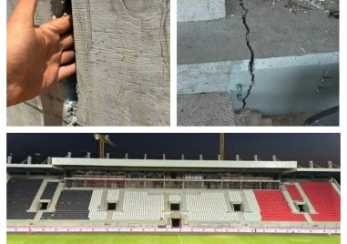 Огромни цепнатини по новата трибуна на „Лаута притесниха феновете, Общината: Това са проектни фуги