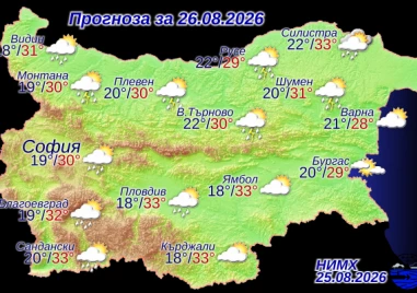 Жълт код за интензивни валежи и градушки за 6 области в сряда